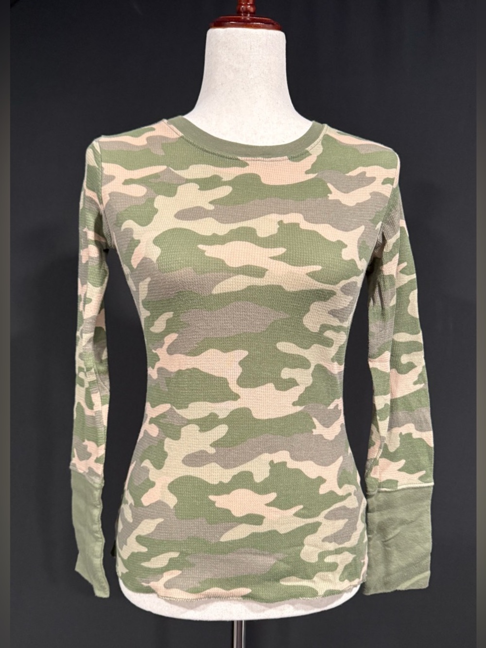 SO Green Camo Long Sleeve Waffle Knit Tee